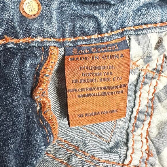 Rock Revival | Men | Duke Relaxed Straight Rocker Distressed Denim Jeans | Sz 32 - Picture 6 of 15